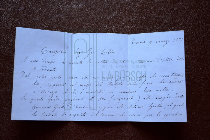 Lettera di Federico Rosazza Pistolet a Giovanni Rosazza Cilin ...